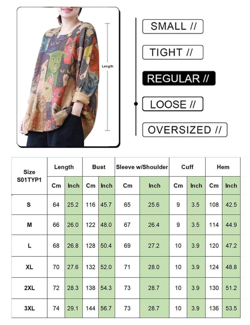 YESNO Women Christmas Sweater Graphic Printed Oversized Pullover Sweaters Casual Loose Knit Tops 2XL S01 CR01 - Image 5